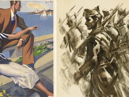 Dos treballs que mostren l'evolució de Rey Vila: un catàleg per als magatzems Santa Eulàlia, del 1932, i un del 1937, ja signat com a SIM.