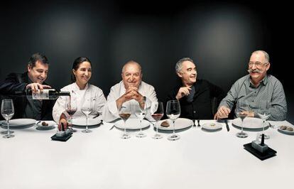Josep Roca (El Celler de Can Roca); Elena y su padre, Juan Mari Arzak (Arzak); Ferran Adri&agrave; (elBulli), y Pedro Subijana (Akelarre).