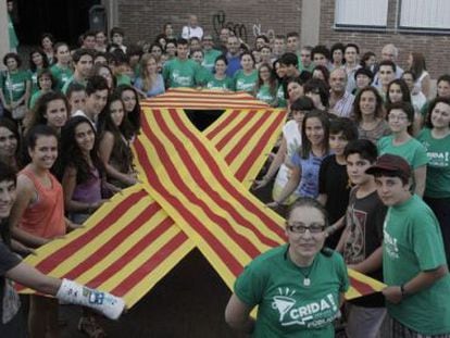 Tancament de professors i alumnes de l'IES Josep Sureda i Blanes, el 2013.