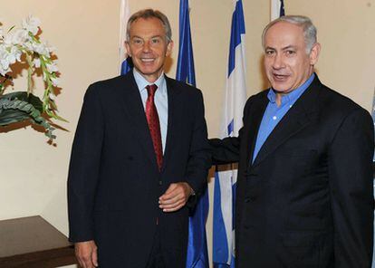 El enviado especial del Cuarteto a Oriente Próximo, Tony Blair, y el primer ministro de Israel, Benjamin Netanyahu.