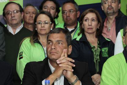 Rafael Correa en un encuentro en Quito, en febrero