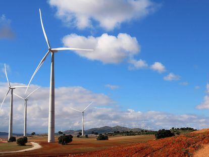 Vista del parque eólico Pozo Canada de Albacete, el 23 de enero.