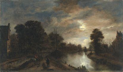 'Claro de luna con un camino bordeando el canal' (1645-1650), de Aert van der Neer.