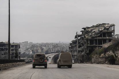 La entrada a Alepo por carretera, en enero de 2017.