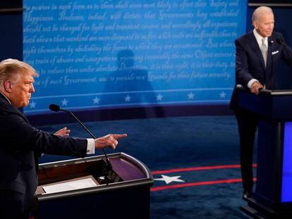 Donald Trump y Joe Biden en el debate televisivo del pasado martes
