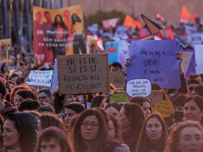 Manifestación del Día Internacional de la Mujer en Sevilla, el miércoles.