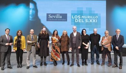 Participantes en el encuentro sobre Murillo celebrado este lunes en Sevilla.