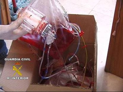 Bolsas de sangre incautadas en la Operación Puerto.