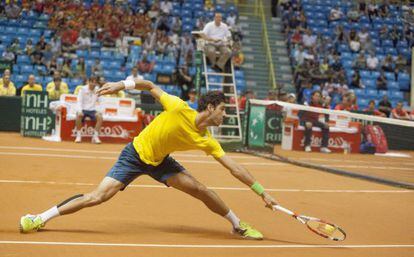 Bellucci, en su partido con Bautista.