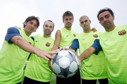 Messi, Iniesta, Piqué, Valdés y Xavi candidatos a los premios de la Champions League, el 26 de agosto de 2009.