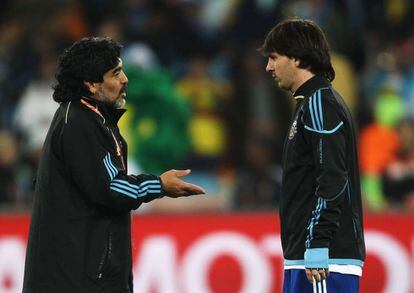 Messi i Maradona, al Mundial del 2010.