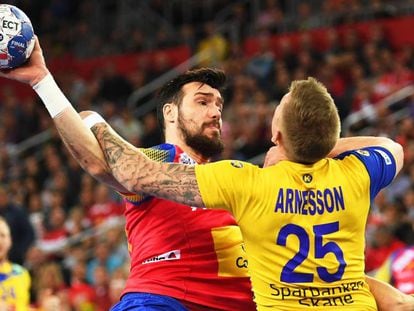 Gedeon Guardiola en la final del Europeo de Balonmano entre España y Suecia