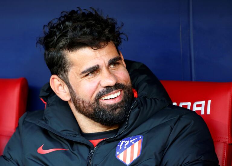 Diego Costa, en el banquillo del Atlético, en un partido del pasado mes de marzo.
