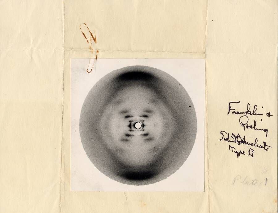 Original de la imagen de difracción de rayos X del ADN, tomada en mayo de 1952 por Raymond Gosling y conocida como la 'Fotografía 51'