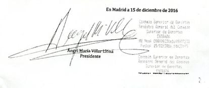 Firma verdadera de Villar.