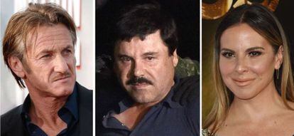 Sean Penn, Joaquín Guzmán y Kate del Castillo.