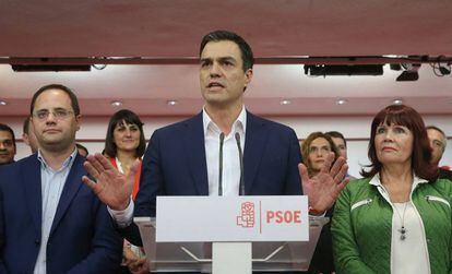 Pedro Sánchez després de conèixer els resultats.