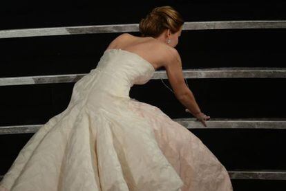 Jennifer Lawrence, en el momento de su caída.