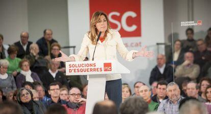 La pesidenta de la Junta, Susana Díaz, durante el mitin del PSC.