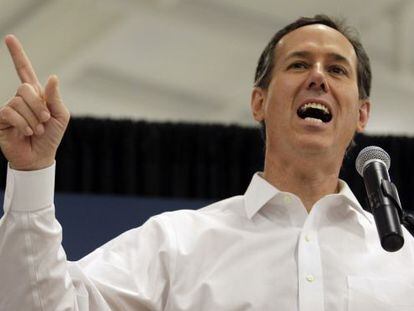 Santorum, el sábado, en un mitin en Misuri. 