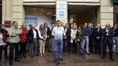 Antonio Basagoiti, durante su intervenci&oacute;n en la inauguraci&oacute;n de la nueva sede electoral del centro de Vitoria.