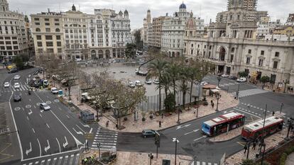 La plaza del Ayuntamiento de Valencia, antes del confinamiento.