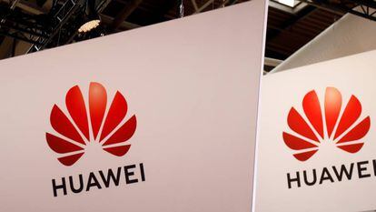 Logo de la empresa tecnol&oacute;gica china Huawei en un evento de la compa&ntilde;&iacute;a en Francia. 