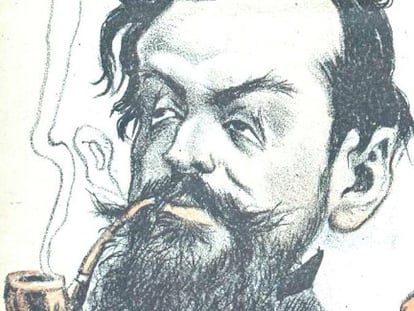 Alejandro Sawa, caricaturizado en 1902 por Don Hermógenes (Manuel Tovar Siles).