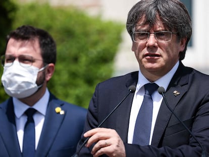 Pere Aragonès y Carles Puigdemont, en Bélgica, en una imagen de archivo.