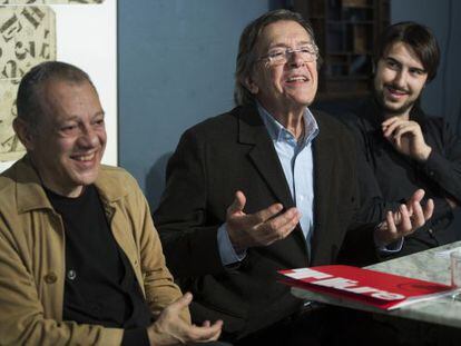 Pasqual, Flotats y Arnau Puig, ayer al presentar &#039;Ser-ho o no, per acabar amb la q&uuml;esti&oacute; jueva&#039;, en el Lliure de Gr&agrave;cia 