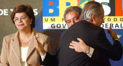 Dilma Rousseff, Lula y José Dirceu, en 2005.
