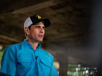 Henrique Capriles en un mitin político en Miranda, Venezuela, el 8 de junio de 2021.