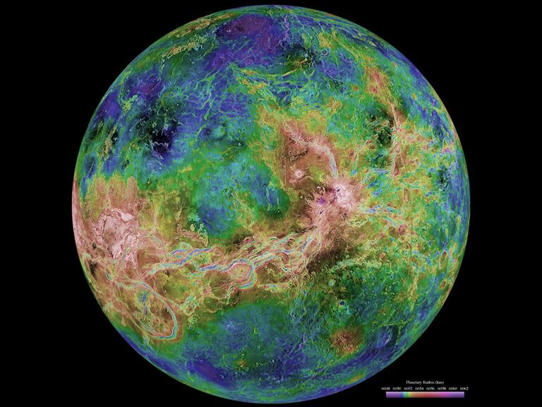 Una vista de Venus al radar tomada por la misión 'Magallanes', en 1998.