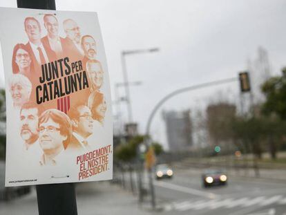 Cartell electoral de Junts per Catalunya a l'Hospitalet de Llobregat.