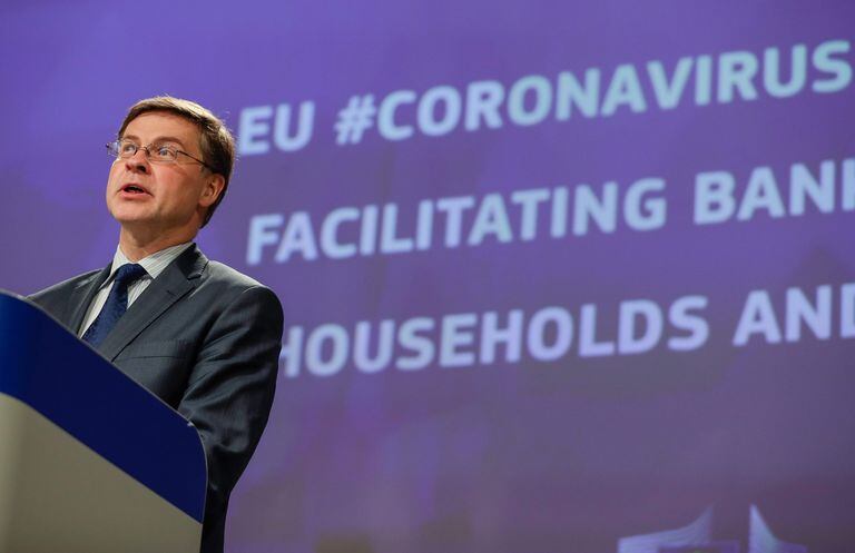 El vicepresidente de la Comisión Europea, Valdis Dombrovskis, este martes en Bruselas.