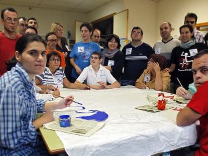 Participantes en el encierro, en el centro de discapacitados de La Torre, en Valencia. 