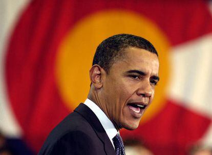 El senador Obama interviene en un acto en Colorado