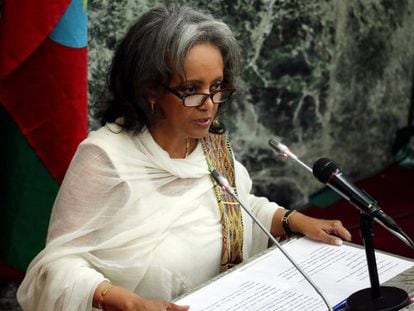 La recién elegida presidenta Sahlework Zewde, en Addis Abeba, este jueves.