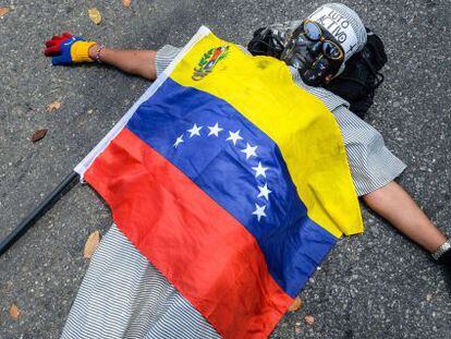 Protesta en las calles de Caracas.