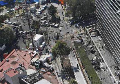 Avenida sobre la que se estrelló la avioneta en que viajaba el ministro de Gobernación mexicano.