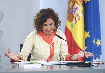 La ministra de Hacienda y Función Pública, María Jesús Montero, el martes en la Moncloa.