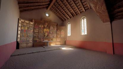 Reconstrucción digital de la capilla del castillo de Montsoriu.
