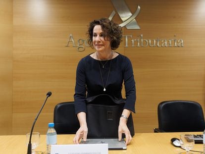 La directora general de la Agencia Tributaria, Soledad Fernández Doctor, presenta la Campaña de IRPF 2022 este martes en la Sede de la Agencia Tributaria.