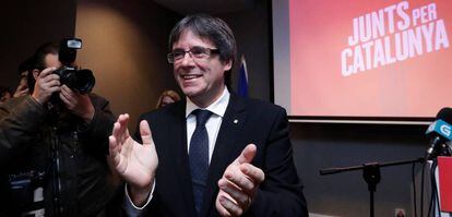 Carles Puigdemont en la presentación de la campaña de Junts per Catalunya para los comicios del 21 de diciembre.