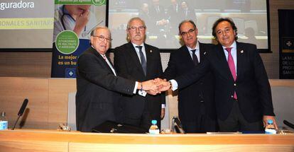 Diego Murillo (presidente de honor de A.M.A.), Seraf&iacute;n Romero (presidente de OMC), Luis Campos (presidente de A.M.A.) y Francisco Herrera (CEO de A.M.A.)