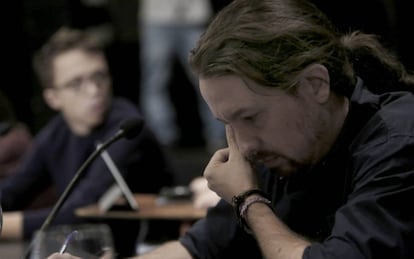 Pablo Iglesias e &Iacute;&ntilde;igo Errej&oacute;n, en el &uacute;ltimo consejo ciudadano de Podemos. 