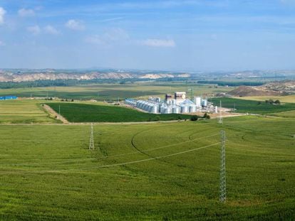 Planta de Liven Agro en Ari&eacute;stolas (Huesca) rodeada de campos de cultivo.