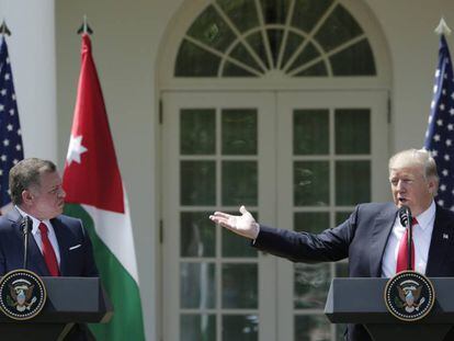 El rey jordano Abdal&aacute; y Trump, este mi&eacute;rcoles en los jard&iacute;nes de la Casa Blanca