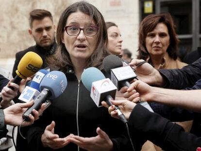 M&oacute;nica Oltra en declaraciones a los medios este s&aacute;bado.