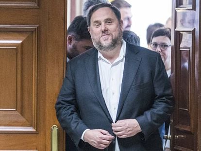 Oriol Junqueras, tras reclamar sus credenciales como diputado en el Congreso de los Diputados, el 20 de mayo. En vídeo, el fallo del TJUE.